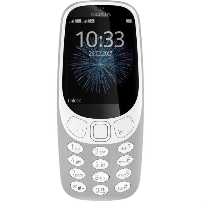 Мобильный телефон Nokia 3310 dual sim 2017 серый 2Sim 2.4 240x320 2Mpix 1970777 - фото 1008278