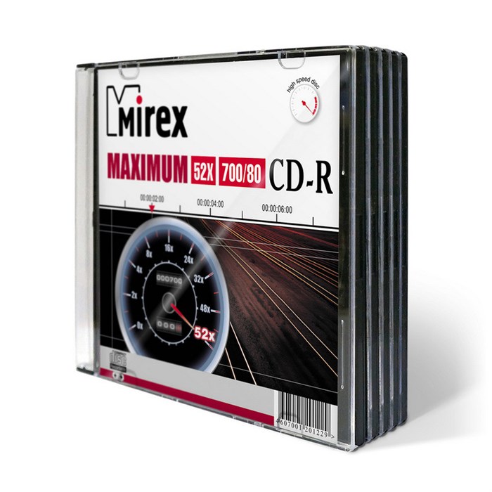 Носители информации CD-R, 52x, Mirex Maximum, Slim/5, UL120052A8F 838855 - фото 1009525