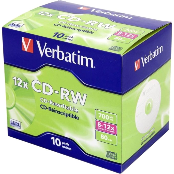 Носители информации CD-RW Verbatim 700Mb 12x Jewel case (10шт/уп) (43148) 2062486 - фото 1009685