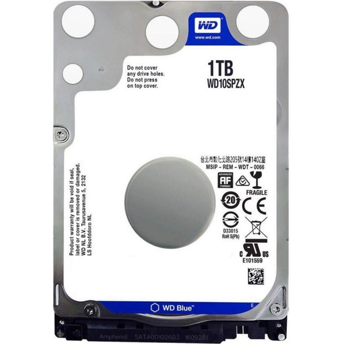 Жесткий диск HDD 2.5 SATA-III 1000GB Western Digital Blue (WD10SPZX) 920918 - фото 1028236