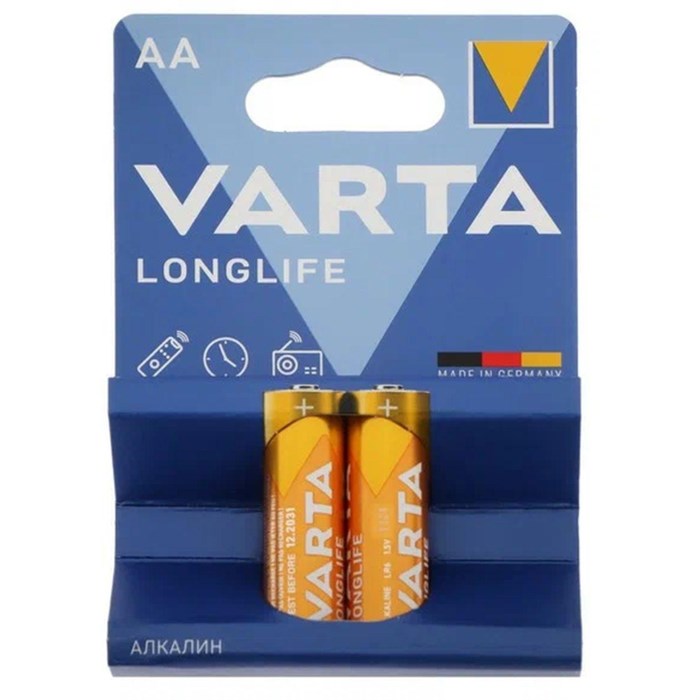 Батарейка Varta LONGLIFE LR6 AA 2шт/бл Alkaline 1.5V (4106) (4106101412) 1931785 - фото 1030199