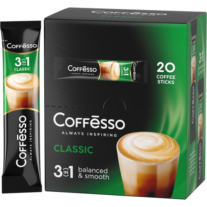 Кофе порционный растворимый Coffesso Classic 3в1 20 пакетиков по 15 г 2051978 - фото 1034979