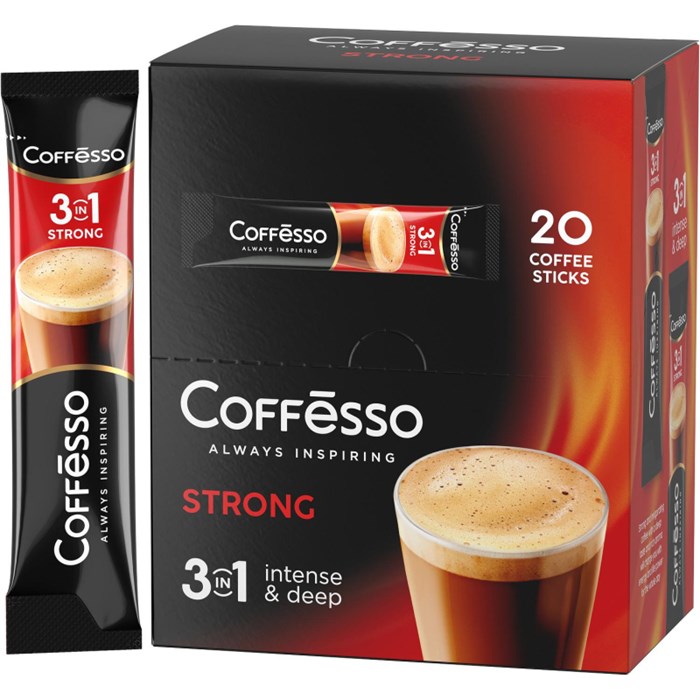 Кофе порционный растворимый Coffesso Strong 3в1 20 пакетиков по 15 г 2051977 - фото 1034996