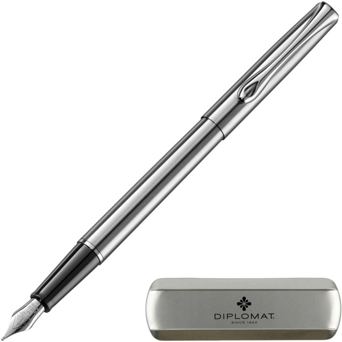 Ручка перьевая DIPLOMAT Traveller stainless steel F синий D10057495 1006789 - фото 1038884