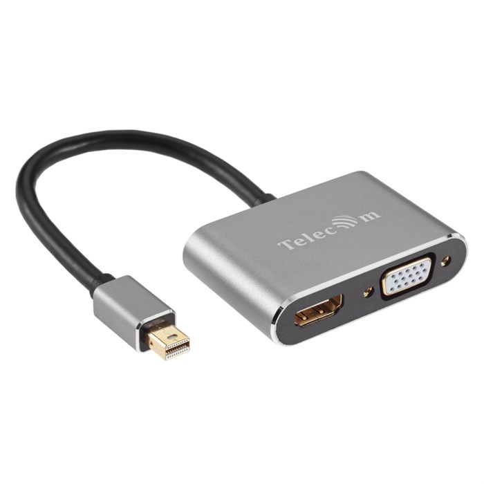 Кабель Mini DisplayPort - HDMI - VGA, M/F/F, 4K 30Hz, серый, Telecom,TA6080 1537984 - фото 1045132