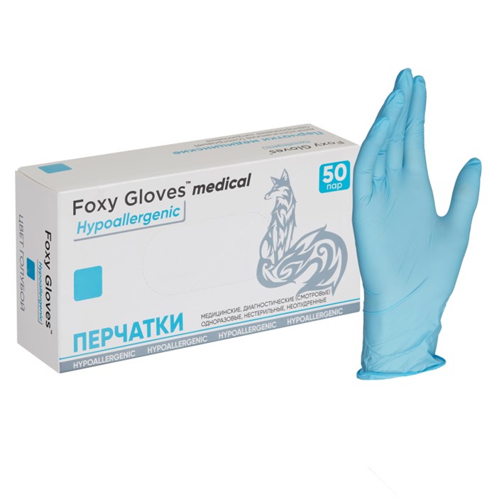 Перчатки нитрил., н/с, н/о, 3,5гр./шт,глб/глб уп.FOXY-GLOVES (S)50 пар/уп 1903147 - фото 1053993