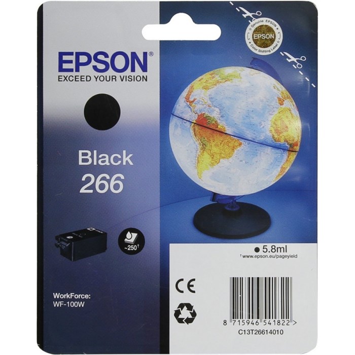 Картридж струйный Epson T266 C13T26614010 чер. для WF-100 1043457 - фото 1058086