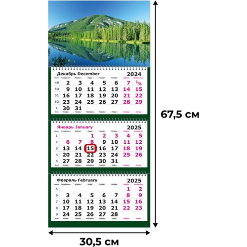 Календарь настенный 3-х блочный 2025,305х675,Природа,3сп,80г,маг.курс3329-2 2062113 - фото 1086877