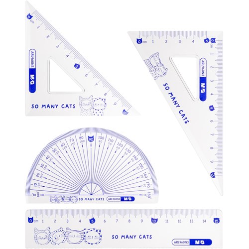 Набор чертежный M&G So Many Cats (линейка, транспортир, 2 треугольн), в асс 1773912 - фото 1102850