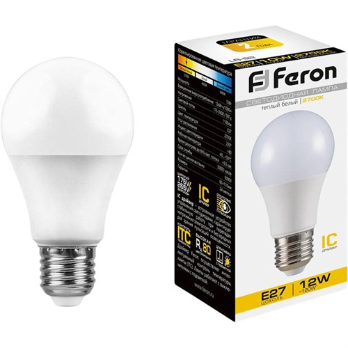 Лампа светодиодная Feron LB-93 Шар E27 12W 175-265V 2700K(25489) 2082351 - фото 1119556