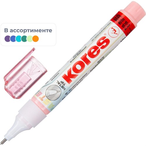 Корректирующий карандаш 10г (8мл) Kores Pastel ассорти:роз,желт,фиол,мятн 1140945 - фото 1119984