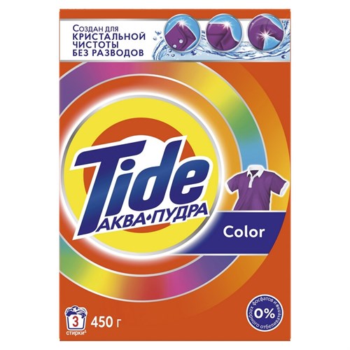 Порошок стиральный Tide Аква Пудра Color автомат 450г д/цветного белья 618722 - фото 1153654