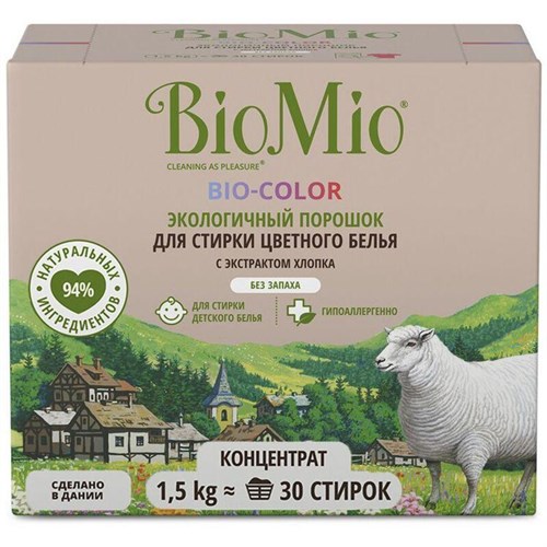 Порошок стиральный BioMio BIO-COLOR д/цвет белья б/запаха концентрат 1,5кг 1459047 - фото 1153727