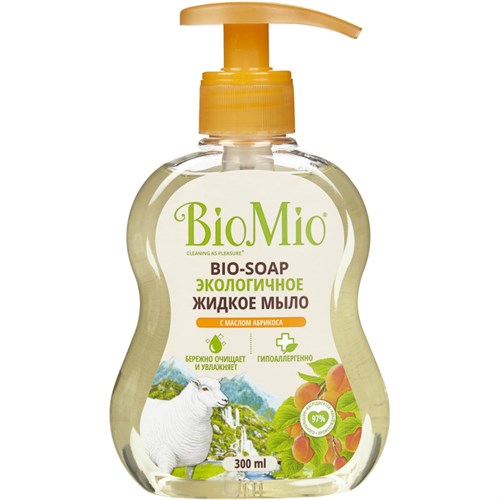 Мыло жидкое BioMio BIO-SOAP с маслом абрикоса 300мл дозатор 1459050 - фото 1154709