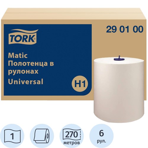 Полотенца бумажные в рулонах 1-сл. Tork Matic  6рул/уп 1613400 - фото 1158714