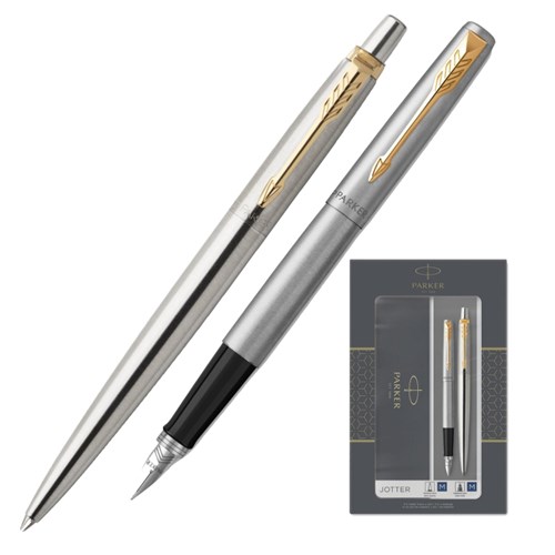 Набор пишущих принадл. PARKER Jotter Stainless Steel GT шар.ручка+перо 1044176 - фото 1161657