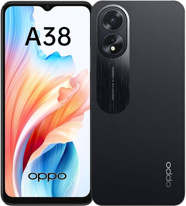 Смартфон Oppo A38 128Gb 4Gb черный моноблок 3G 4G 2Sim 6.56" 720x1612 Android 13 50Mpix 802.11 a/b/g/n/ac NFC GPS GSM900/1800 GSM1900 TouchSc Protect VidConf A-GPS microSDXC max1024Gb XM1978514 - фото 189252