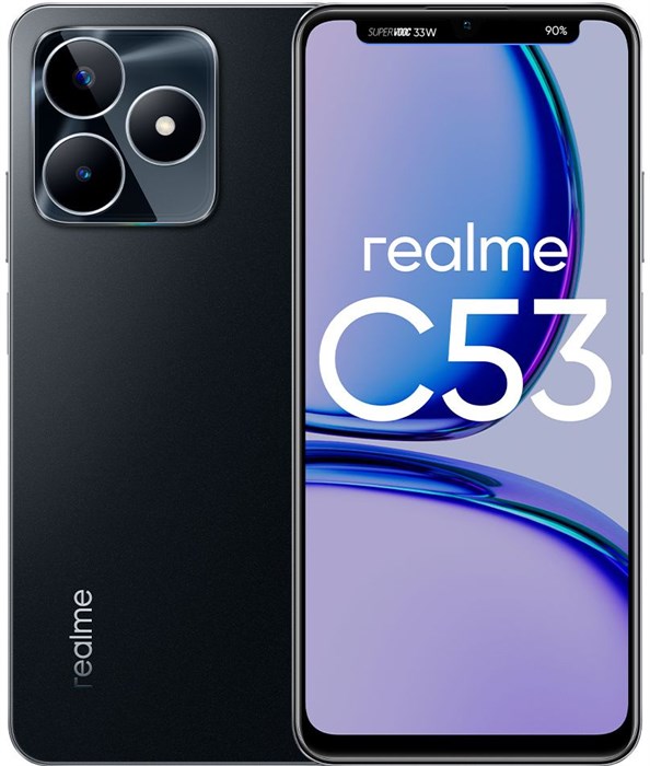 Смартфон Realme C53 256Gb 8Gb черный моноблок 3G 4G 2Sim 6.74" 720x1600 Android 13 50Mpix 802.11 a/b/g/n/ac NFC GPS GSM900/1800 GSM1900 TouchSc VidConf A-GPS microSD max2048Gb - фото 189415
