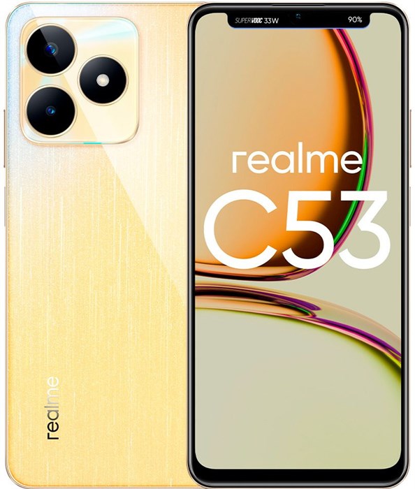 Смартфон Realme C53 256Gb 8Gb золотой моноблок 3G 4G 2Sim 6.74" 720x1600 Android 13 50Mpix 802.11 a/b/g/n/ac NFC GPS GSM900/1800 GSM1900 TouchSc VidConf A-GPS microSD max2048Gb - фото 189424