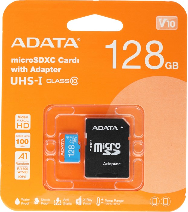 Флеш карта microSDXC 128GB A-Data  AUSDX128GUICL10A1-RA1 XM1830444 - фото 335445