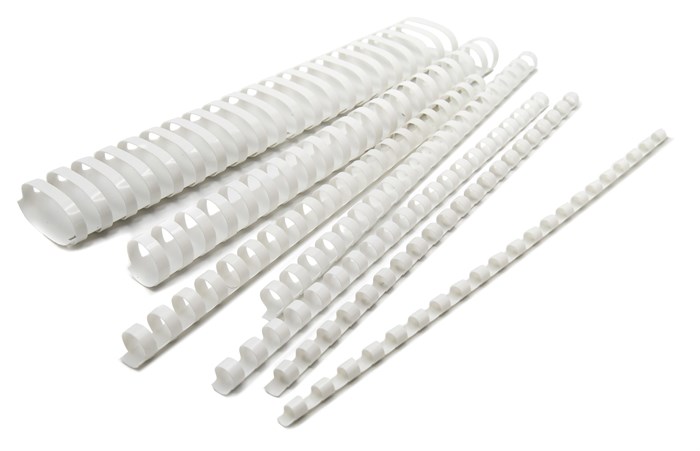 Пружины для переплета пластиковые Silwerhof d=19мм 116-135лист A4 белый (100шт) - фото 339105