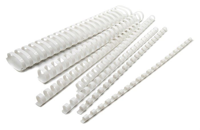 Пружины для переплета пластиковые Silwerhof d=12мм 56-80лист A4 белый (100шт) (1373587) - фото 339129