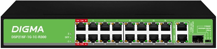 Коммутатор Digma  DSP216F-1G-1C-R300 XM1976007 - фото 354446
