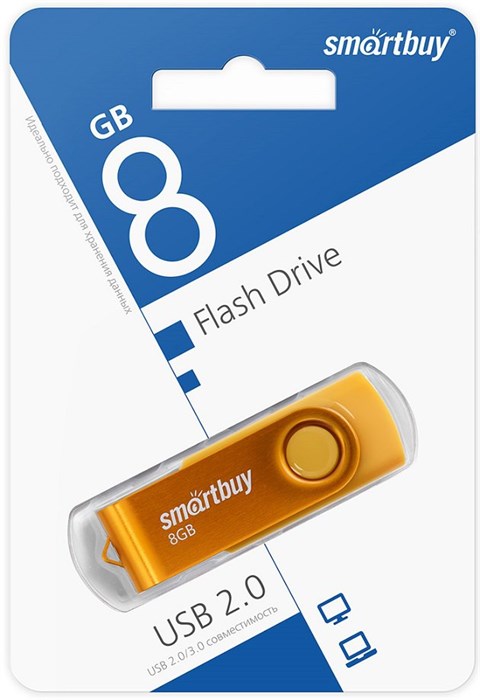 USB флеш накопитель  8 Gb SmartBuy Twist Yellow пластик-металл/поворотная/ SB008GB2TWY XMC114152 - фото 472829