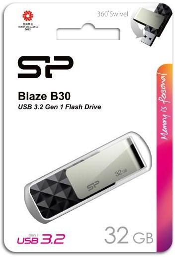 USB флеш накопитель 32 Gb Silicon Power Blaze B30 USB 3.0 SP032GBUF3B30V1K XMC51420 - фото 472982