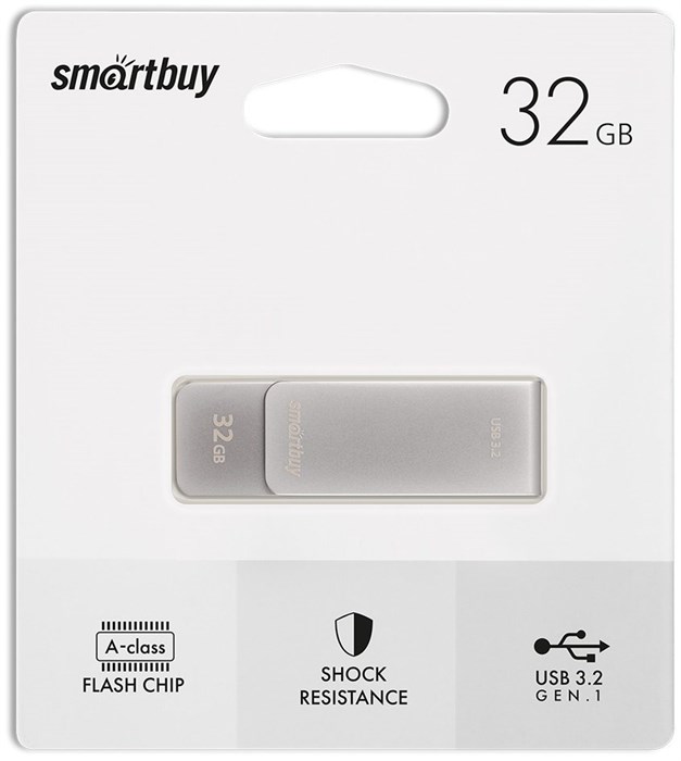 USB флеш накопитель 32 Gb SmartBuy M1 Metal Grey металл, поворотная  3.0/3.2 Gen.1 SB032GM1G XMC117138 - фото 473041