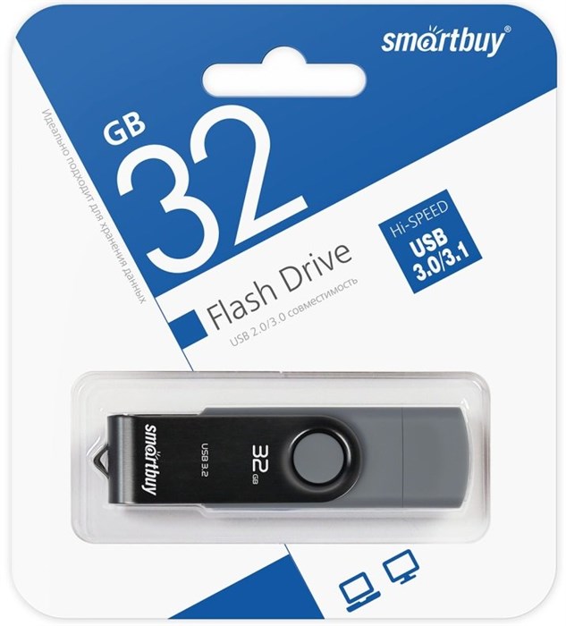 USB флеш накопитель 32 Gb SmartBuy Twist Dual Black Type-C/Type-A /пласт-металл/повор./SB032GB3DUOTWK XMC119798 - фото 473089