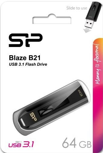 USB флеш накопитель 64 Gb Silicon Power Blaze B21 USB 3.0 SP064GBUF3B21V1K XMC114280 - фото 473208