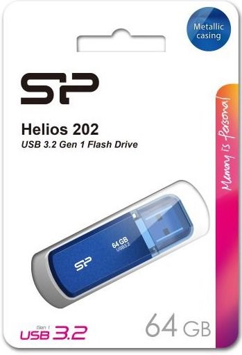 USB флеш накопитель 64 Gb Silicon Power Helios 202 Blue USB 3.0 / алюминий / SP064GBUF3202V1B XMC116662 - фото 473216