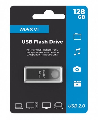 USB флеш накопитель_128 Gb Maxvi MK Dark grey монолит, металл / FD128GBUSB20C10MK XMC115054 - фото 473392