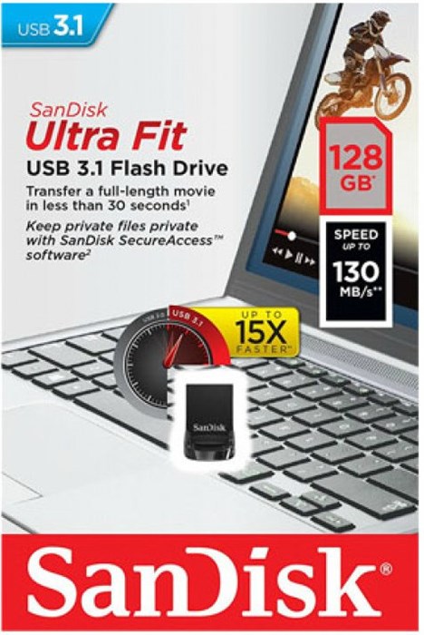 USB флеш накопитель_128 Gb SanDisk Ultra Fit  USB3.1 SDCZ430-128G-G46 XMC69446 - фото 473404