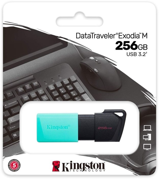 USB флеш накопитель_256 Gb Kingston DT Exodia M черный/бирюз DTXM/256GB XMC113353 - фото 473492