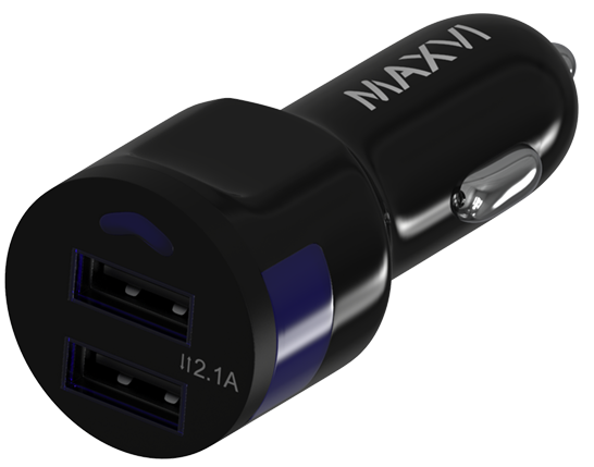 Авто З/У Maxvi (CCM-212 Plus T) черный  2.1A, 2xUSB, кабель USB-C 0,5 м - фото 473812