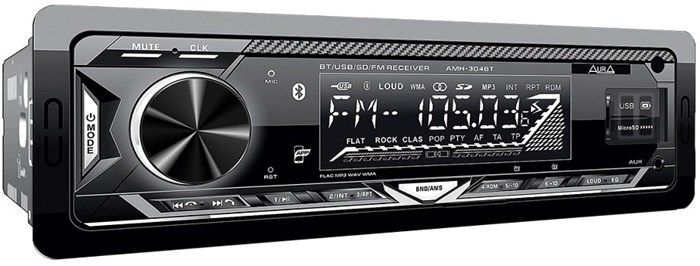 Автомагнитола AURA MP3/WMA AMH-304BT 12-24V белая, Bluetooth,USB/micro SD, FLAC XMC116696 - фото 474041