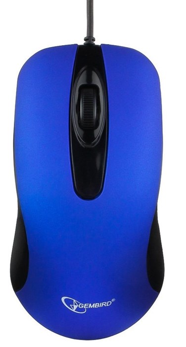 Мышь проводная Gembird MOP-400-B темно-синий беззвучная 1000 dpi /2 кнопки +колесо-кнопка - фото 481105