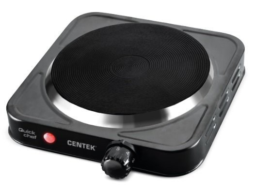 Плитка электрическая CENTEK CT-1506 черная 1000 Вт, 1 конф., чугун 155 мм, усиленный корпус XMC100192 - фото 482117