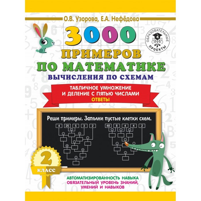 3000 примеров по математике. 2 класс. Вычисления по схемам. Табличное умножение и деление с пятью числами. Ответы. Тренажер. Узорова О.В. АСТ XKN1758416 - фото 552418