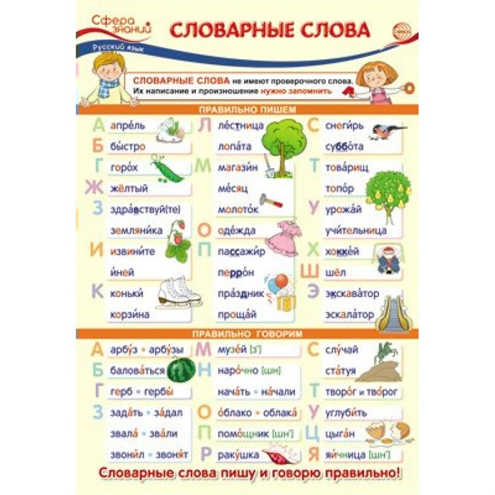 Русский язык. Словарные слова. А3. ПО - 013483. XKN1668114 - фото 561320