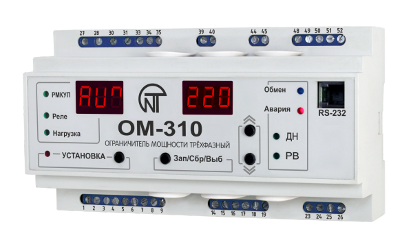 Реле ограничения мощности (откл. неприоритет. нагрузки) 2,5-30 кВт (350 кВт) тип ОМ-310 3425604310 Новатек-Электро Новатек-Электро XRS3425604310 - фото 562426