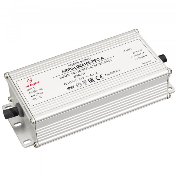 Блок питания ARPV-LG24100-PFC-A (24V, 4.17A, 100W) (IP67 Металл, 5 лет) 030013 Arlight Arlight XRS030013 - фото 563291