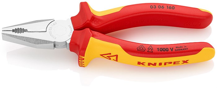 Пассатижи диэлетрические   160 мм. VDE комбинированные 1000В KN-0306160 KNIPEX KNIPEX XRSKN-0306160 - фото 565035