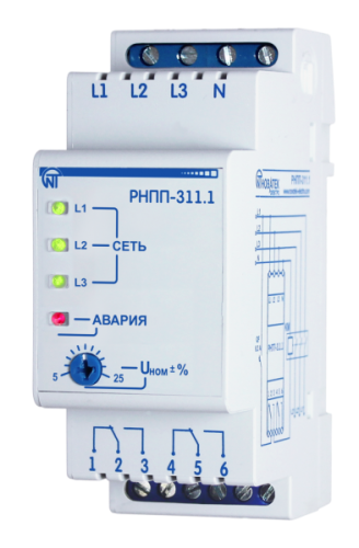Реле контроля напряжения, перекоса и последовательности фаз 400В 50Гц РНПП-311.1 3425601311.1 Новатек-Электро Новатек-Электро - фото 565698