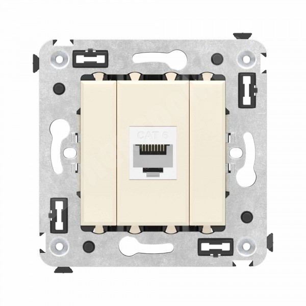 Компьютерная розетка RJ-45 без шторки в стену, кат.6 одинарная, "Avanti", "Ванильная дымка" 4405693 DKC (ДКС) DKC (ДКС) XRS4405693 - фото 574102