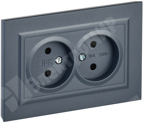 Розетка 2*2P+E 10А в сборе РС12-2-БрМ маренго BRITE BR-R20-10-K35-F IEK (ИЭК) IEK (ИЭК) XRSBR-R20-10-K35-F - фото 574957