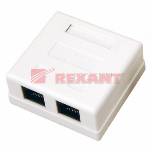 Розетка компьютерная внешняя 2-порта, UTP RJ-45 (8P8C), CAT 5e 03-0151 REXANT REXANT XRS03-0151 - фото 575949