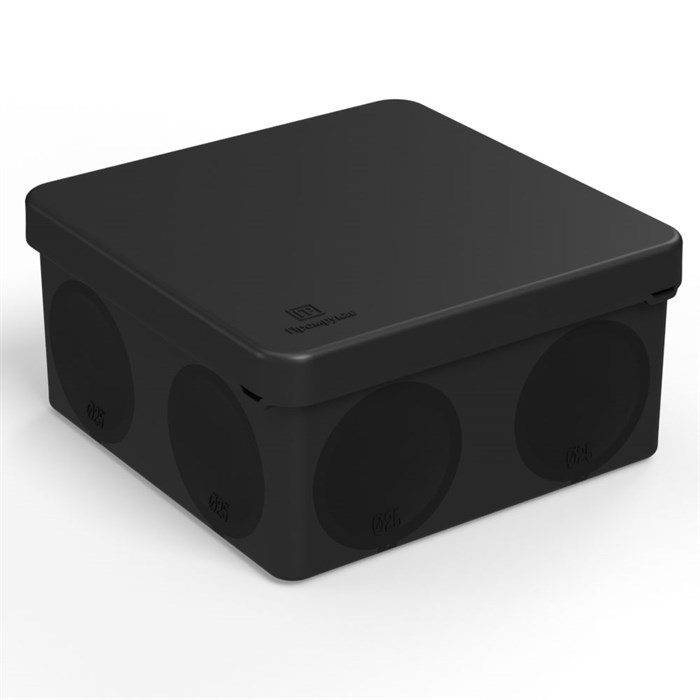 Коробка монтажная распределительная 100х100х50мм черная для открытого монтажа 8 вводов IP66 60-0300-9005 ПРОМРУКАВ ПРОМРУКАВ - фото 577611
